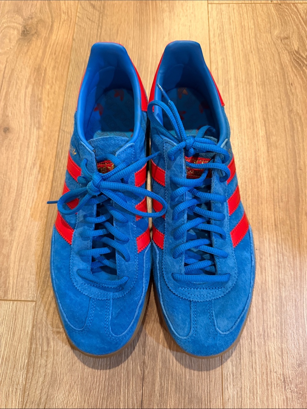 adidas Blue Suede Sneakers with Red Stripes